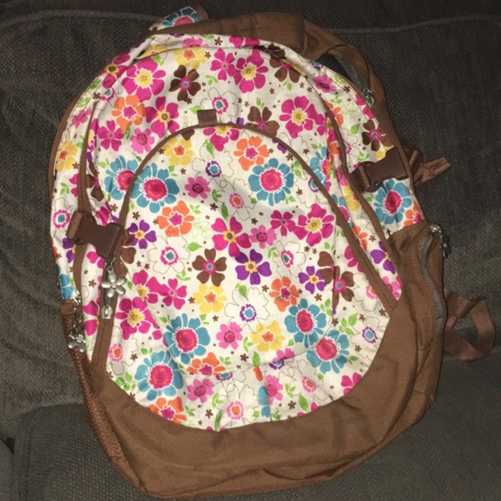 Girls Colorful Floral Print Backpack